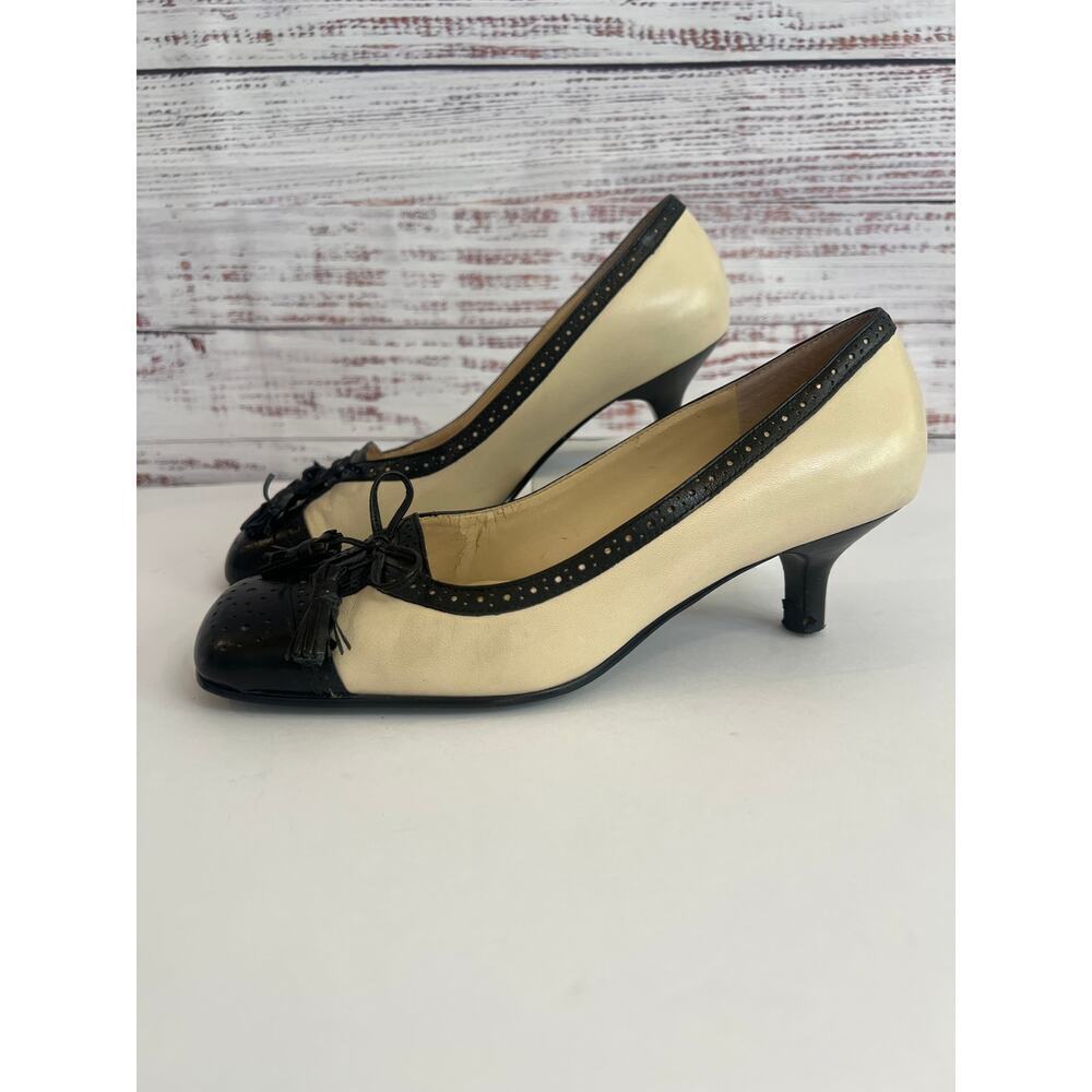 Aerosoles  Suitn Tie high heel tassel
pumps cream black size  7 1/2